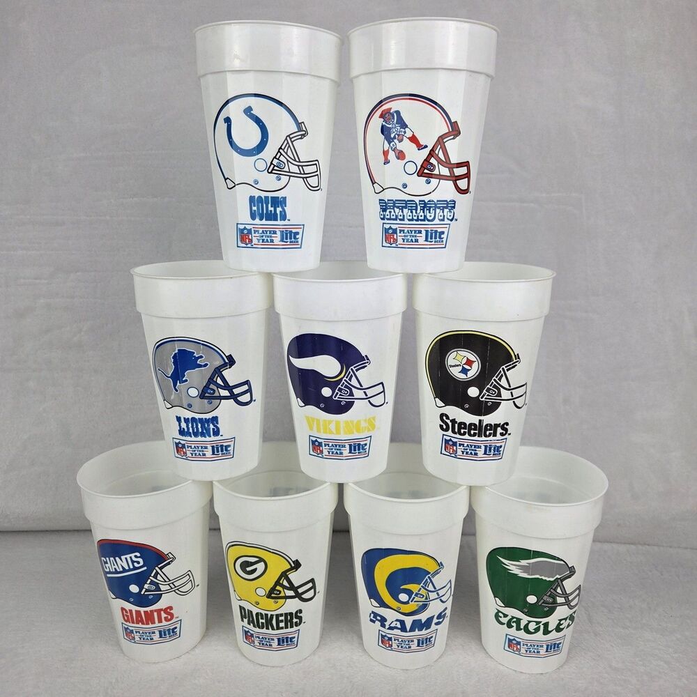 Vintage 1993 Super Bowl XXVII NFL Miller Lite Plastic Cups‎ Lot of 9 Teams